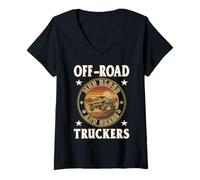 Femme CAMIONS Hors Route Boue Sangle ET Engrenages Camion Tout-Terrain T-Shirt avec Col en V