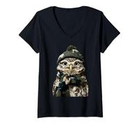 Femme Camouflage Chouette Camouflage Animal Hunter Wildlife Hunting Graphic T-Shirt avec Col en V