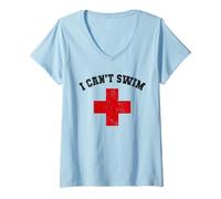 Femme Camp de Natation Sarcastic I Can't Swim pour Les sauveteurs de Sisters Cruise T-Shirt avec Col en V