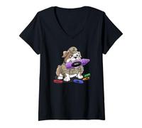 Femme Camp d'entraînement de Pâques Sarcastic I May Eat Crayons Dog Jarhead MRE T-Shirt avec Col en V
