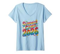 Femme Camp d'été rétro 2026 | Directeur du Camping | Vibes Staff T-Shirt avec Col en V