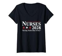 Femme Campagne électorale infirmière 2028 Parodie drôle RN Life Design T-Shirt avec Col en V