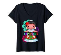 Femme Campeche Muñeca Lelé, The patrimonial Beauty of Mexicans T-Shirt avec Col en V