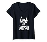 Femme Camper de l'année - Design Amusant de Camping T-Shirt avec Col en V