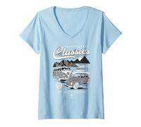 Femme Camping-cars classiques Beetle et Type 2 T1 T-Shirt avec Col en V