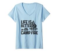 Femme Camping Life Is Better At The Camper Camper Nature Outdoor T-Shirt avec Col en V