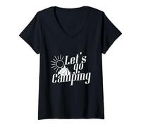 Femme Camping Sunrise Let's go Camping T-Shirt avec Col en V