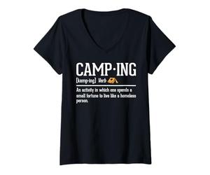 Femme Camping Une activité dans laquelle on dépense Une Petite Fortune à L T-Shirt avec Col en V