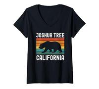 Femme Camping Vintage rétro Mojave dans Le désert de Californie de Joshua Tree T-Shirt avec Col en V