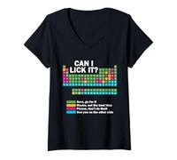 Femme Can I Lick It Funny Chemistry Tableau périodique des éléments T-Shirt avec Col en V