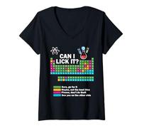 Femme Can I Lick It Funny Chemistry Tableau périodique des éléments T-Shirt avec Col en V