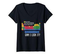 Femme Can I Lick It Funny Tableau périodique des 100 Jours d'école T-Shirt avec Col en V