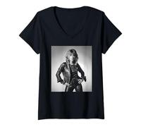 Femme Can The Can Singer Suzi Quatro par Allan Ballard T-Shirt avec Col en V