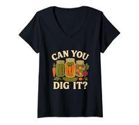 Femme Can You Dig It Funny Canning Season Retro T-Shirt avec Col en V