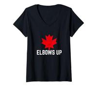 Femme Canada Elbows Up Strong Free Fière canadienne T-Shirt avec Col en V