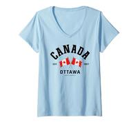 Femme Canada Maple Leaf Canadian Canada Happy Canada T-Shirt avec Col en V