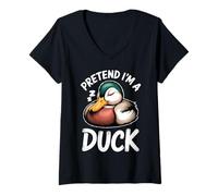 Femme Canard Amusant Qui dort T-Shirt avec Col en V