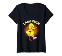 Femme Canard boiteux drôle Canard mignon sur des béquilles guérit T-Shirt avec Col en V