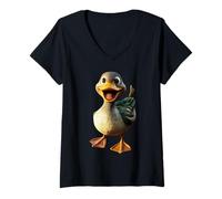 Femme Canard Colvert Caneton Hérisson Petits Canard Malard T-Shirt avec Col en V