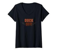 Femme Canard de Chasse drôle Sarcastique Amateur de Chasseurs sarcastiques T-Shirt avec Col en V
