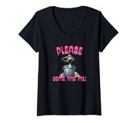 Femme Canard de croisière Please Come Find Me I'm Hiding Searching Fun T-Shirt avec Col en V