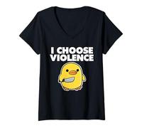 Femme Canard, Je Choisis la Violence T-Shirt avec Col en V