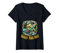 Femme Canari Jaune T-Shirt avec Col en V