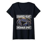 Femme Cancer. Cœur gardé. Esprit inébranlable. T-Shirt avec Col en V