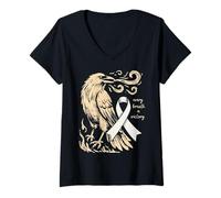 Femme Cancer du poumon du Corbeau Classique - Norse Every Breath A Victory T-Shirt avec Col en V