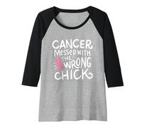 Femme Cancer du Sein en Octobre Rose avec Le Mauvais Poussin Manche Raglan