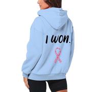Femme Cancer du Sein Pull Fermeture éclair Sweat à Capuche Zippé Leger Chic Et Elegant Sweat-Shirt avec Eclair Hoodie Manches Longues Temps Libre Sport Outdoor Basic Sweats Veste(Bleu ciel,S)