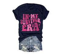 Femme Cancer du Sein Tee Shirt Octobre Rose, Pas Cher T Shirt Col Rond pour, Rose de Sensibilisation Cancer du Sein d'Octobre T-Shirt