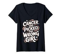 Femme Cancer du Sein Vous Avez Choisi la Mauvaise Fille T-Shirt avec Col en V