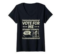 Femme Candidat à la Campagne électorale du Conseil étudiant Vote for Me T-Shirt avec Col en V