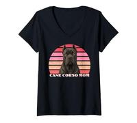 Femme Cane Corse Maman, Dog Mom, Can Corso Canine Lovers T-Shirt avec Col en V