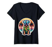 Femme Cane Corso Propriétaire de chien Summer Vibes Vacation Tropical Holiday T-Shirt avec Col en V