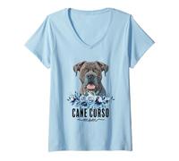 Femme Cane Corso with Flowers Dog Mom Cute Pet Owner Lover T-Shirt avec Col en V
