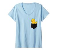 Femme Caneton mignon Pocket Pal Funny Baby Duck Animal de la ferme T-Shirt avec Col en V