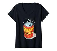 Femme Canette de soda vibrante style pop art sodapop T-Shirt avec Col en V