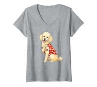 Femme Caniche Mom Love Tattoo Dog Design T-Shirt avec Col en V