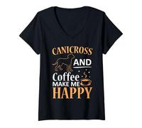 Femme Canicross Abreuvoir de café pour Chien T-Shirt avec Col en V