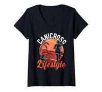 Femme Canicross Lifestyle Running Lover Dog Lover Jogging Puppy Owner T-Shirt avec Col en V