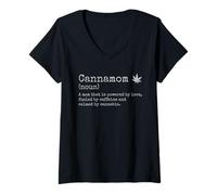 Femme Cannabis Weed Stoner Mom Cannamom Definition Mothers Day T-Shirt avec Col en V