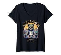 Femme Canon City Colorado Abstrait Ours Chill Zen Yoga Design T-Shirt avec Col en V
