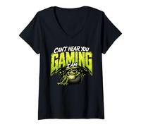 Femme Can't Hear You I Am Gaming Funny Game Lovers T-Shirt avec Col en V