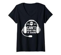 Femme Can't Hear You I'm Gaming | Casque d'écoute Gamer T-Shirt avec Col en V