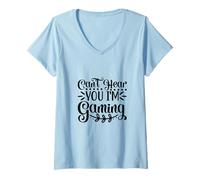 Femme Can't Hear You I'm Gaming Level Up Style With Gamer Energy T-Shirt avec Col en V