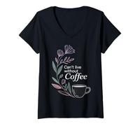 Femme Can't Live Without Coffee Caffeine Comfort Fix - T-Shirt avec Col en V