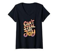 Femme Can't Steal My Joy/inspirant/encourageant T-Shirt avec Col en V