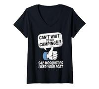 Femme Can't Wait Go Camping Mosquitoes Funny Camper T-Shirt avec Col en V